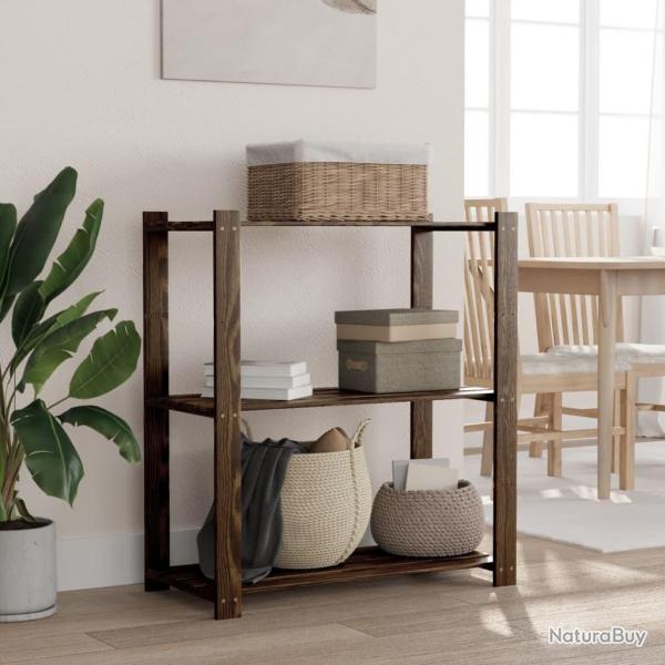 Support de rangement � 3 niveaux noir 80x38x90 cm bois pin