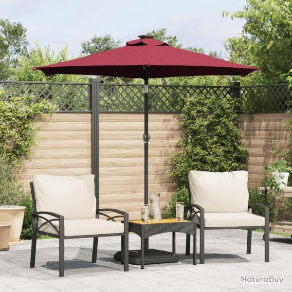Parasol de jardin avec m�t en acier bordeaux 225x225x212 cm