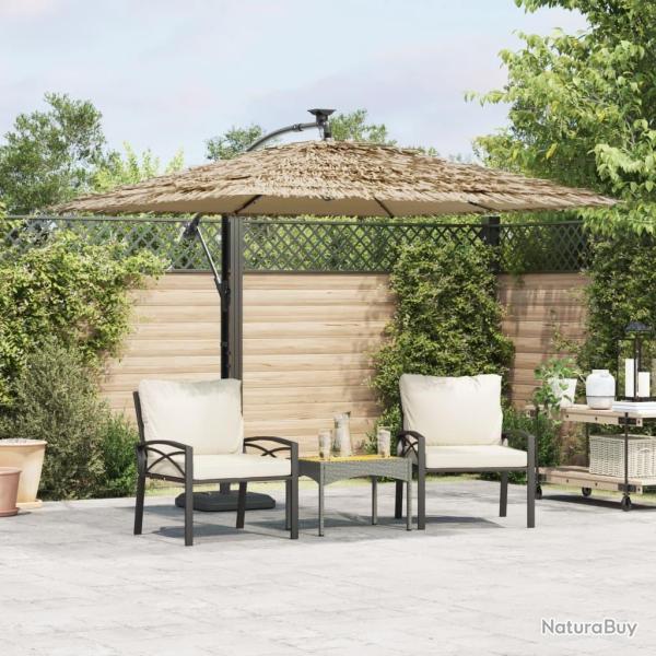Parasol de jardin avec LED et m�t en acier marron 246x246x230cm