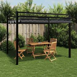 Tonnelle avec toit r&eacute;tractable anthracite 3x3 m aluminium