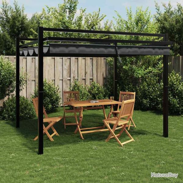 Tonnelle avec toit r�tractable anthracite 3x3 m aluminium
