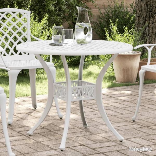 Table de jardin blanc �90x75 cm aluminium coul�