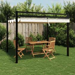Tonnelle de jardin avec toit r&eacute;tractable cr&egrave;me 3x3 m aluminium