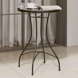 Table de bistro mosa&iuml;que noir et blanc &Oslash;50x70 cm c&eacute;ramique