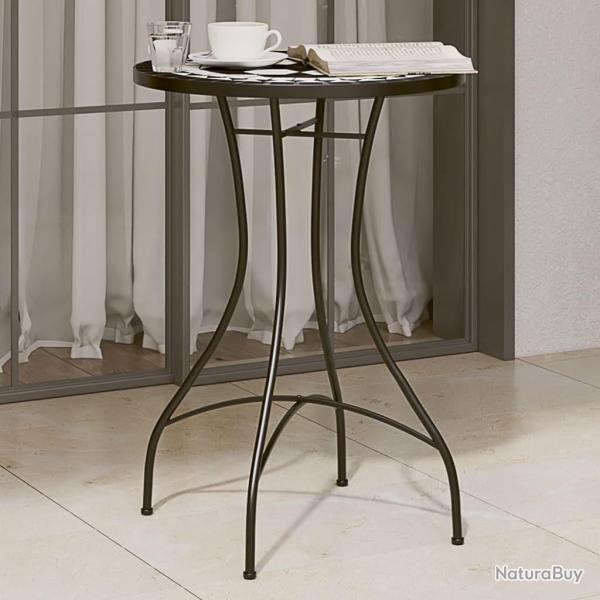 Table de bistro mosa�que noir et blanc �50x70 cm c�ramique