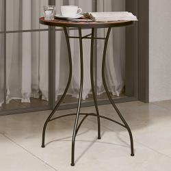 Table de bistro mosa&iuml;que terre cuite blanc &Oslash;50x70 cm c&eacute;ramique