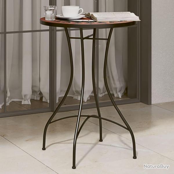 Table de bistro mosa�que terre cuite blanc �50x70 cm c�ramique