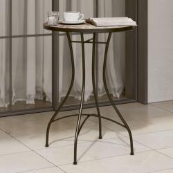 Table de bistro mosa&iuml;que terre cuite blanc &Oslash;50x70 cm c&eacute;ramique
