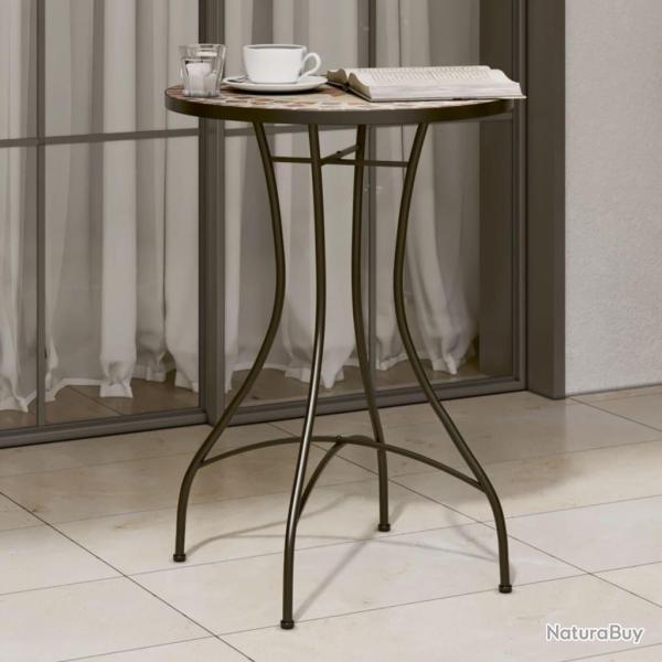 Table de bistro mosa�que terre cuite blanc �50x70 cm c�ramique