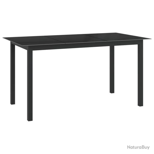Table de jardin Noir 150x90x74 cm Aluminium et verre