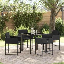 Ensemble de salle &agrave; manger pour jardin 5 pcs Noir polyrotin