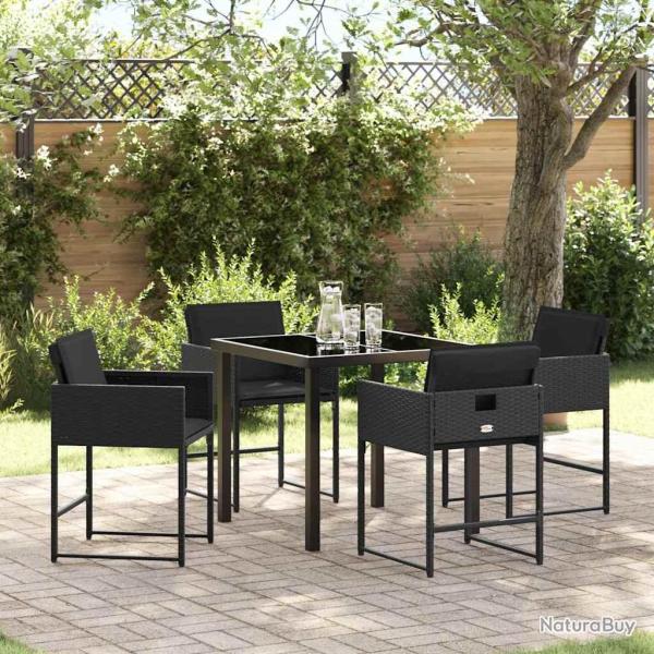 Ensemble de salle � manger pour jardin 5 pcs Noir polyrotin