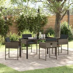 Ensemble de salle &agrave; manger pour jardin 5 pcs Gris polyrotin