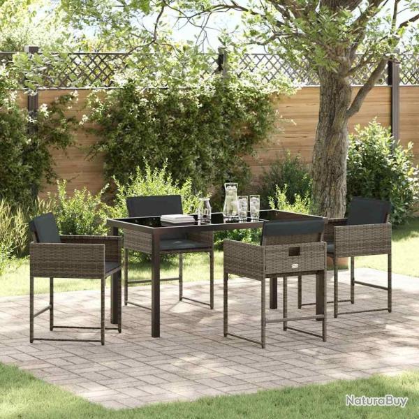 Ensemble de salle � manger pour jardin 5 pcs Gris polyrotin