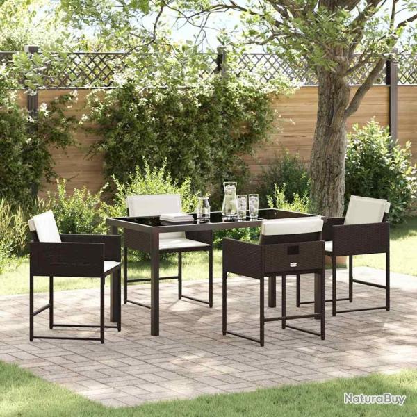 Ensemble de salle � manger pour jardin 5 pcs Marron polyrotin