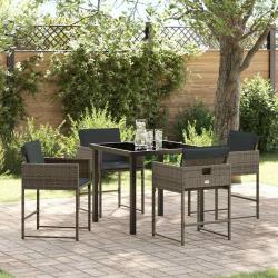 Ensemble de salle &agrave; manger pour jardin 5 pcs Gris polyrotin