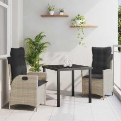 Ensemble de salle &agrave; manger pour jardin 3 pcs Gris clair