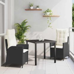 Ensemble de salle &agrave; manger pour jardin 3 pcs Noir polyrotin