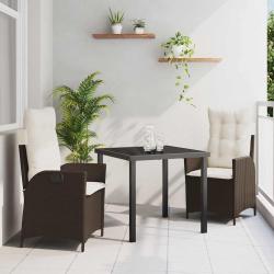 Ensemble de salle &agrave; manger pour jardin 3 pcs Marron polyrotin