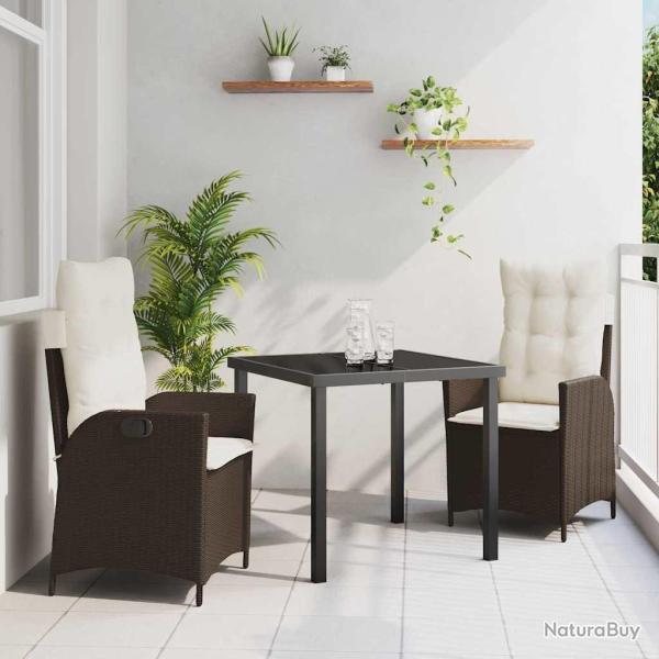 Ensemble de salle � manger pour jardin 3 pcs Marron polyrotin