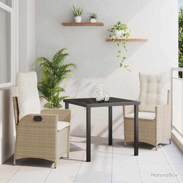 Ensemble de salle � manger pour jardin 3 pcs Beige polyrotin