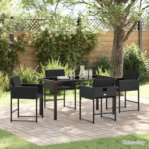 Ensemble de salle � manger pour jardin 5 pcs Noir polyrotin