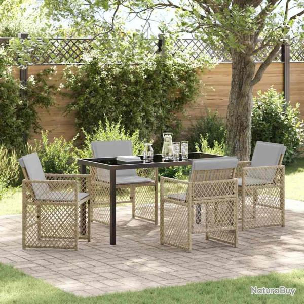 Ensemble de salle � manger pour jardin 5 pcs Beige polyrotin