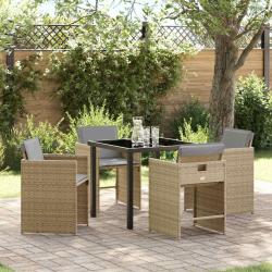 Ensemble de salle &agrave; manger pour jardin 5 pcs Beige polyrotin