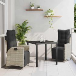 Ensemble de salle &agrave; manger pour jardin 3 pcs Gris clair
