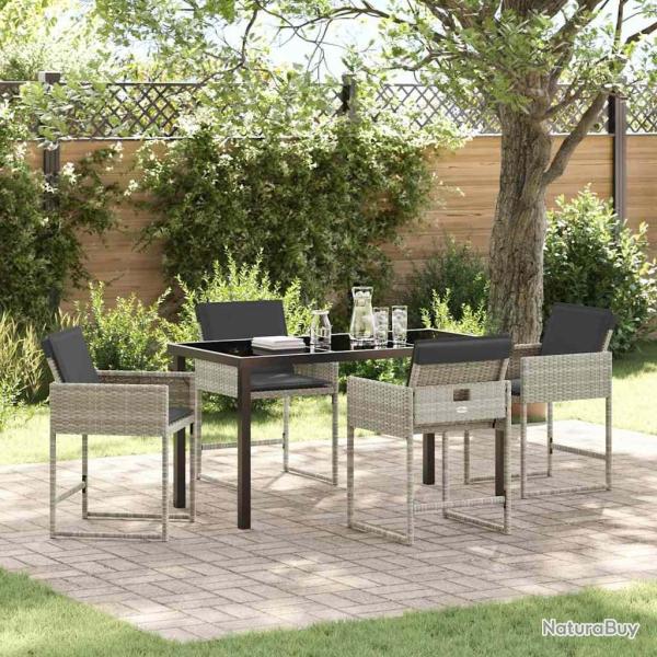 Ensemble de salle � manger pour jardin 5 pcs Gris clair