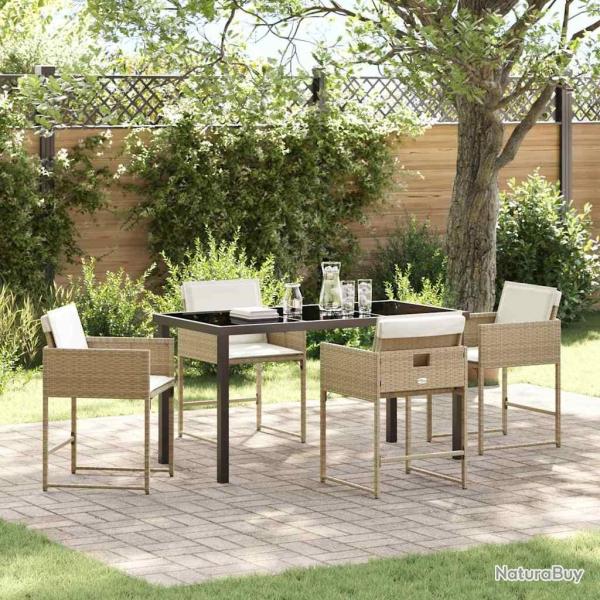 Ensemble de salle � manger pour jardin 5 pcs Beige polyrotin