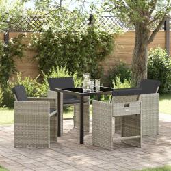 Ensemble de salle &agrave; manger pour jardin 5 pcs Gris clair