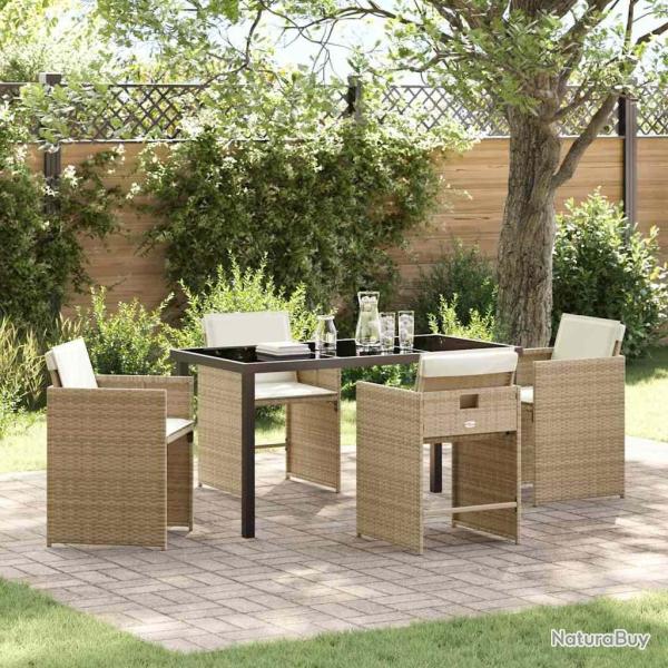 Ensemble de salle � manger pour jardin 5 pcs Beige polyrotin