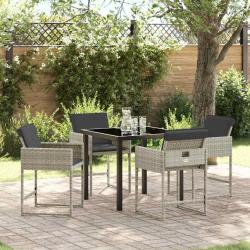Ensemble de salle &agrave; manger pour jardin 5 pcs Gris clair