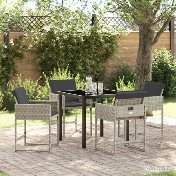 Ensemble de salle � manger pour jardin 5 pcs Gris clair