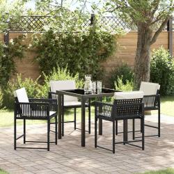 Ensemble de salle &agrave; manger pour jardin 5 pcs Noir polyrotin