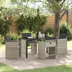 Ensemble de salle &agrave; manger pour jardin 5 pcs Gris clair