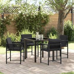 Ensemble de salle &agrave; manger pour jardin 5 pcs Noir polyrotin