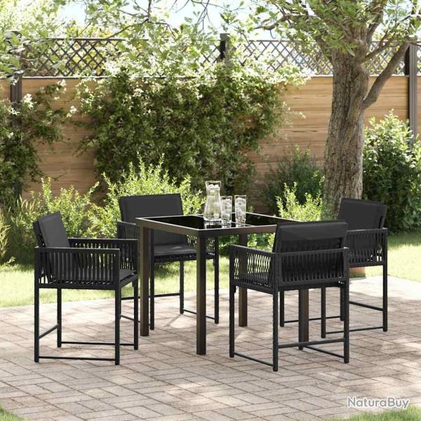 Ensemble de salle � manger pour jardin 5 pcs Noir polyrotin