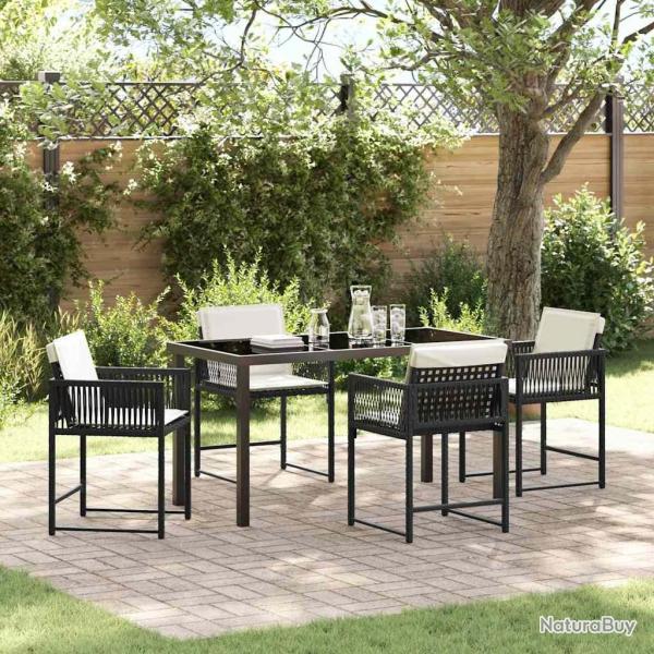 Ensemble de salle � manger pour jardin 5 pcs Noir polyrotin