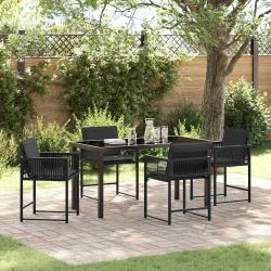 Ensemble de salle &agrave; manger pour jardin 5 pcs Noir polyrotin