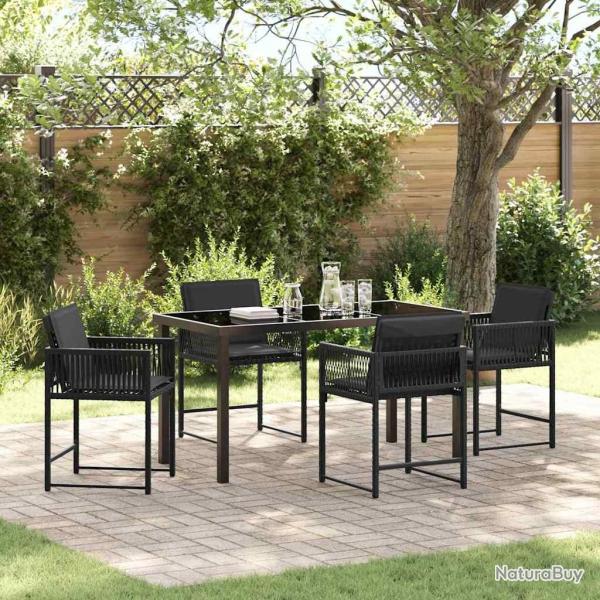 Ensemble de salle � manger pour jardin 5 pcs Noir polyrotin