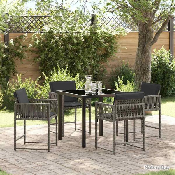 Ensemble de salle � manger pour jardin 5 pcs Gris polyrotin