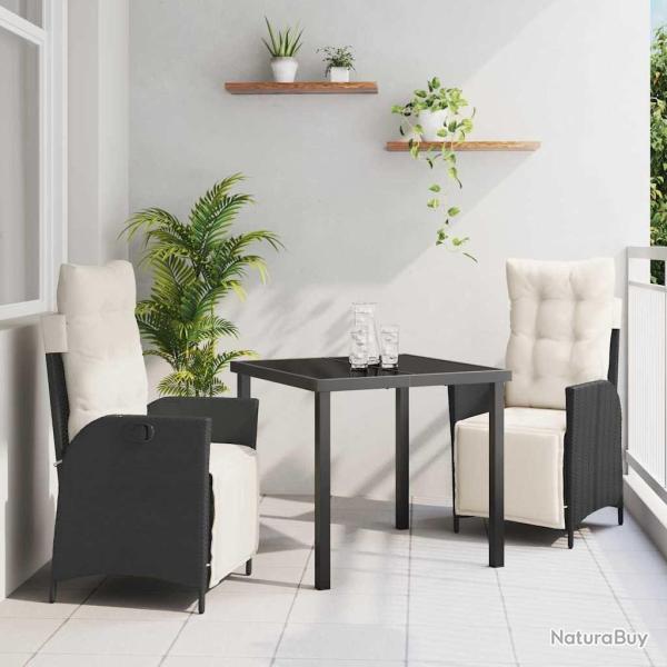 Ensemble de salle � manger pour jardin 3 pcs Noir polyrotin