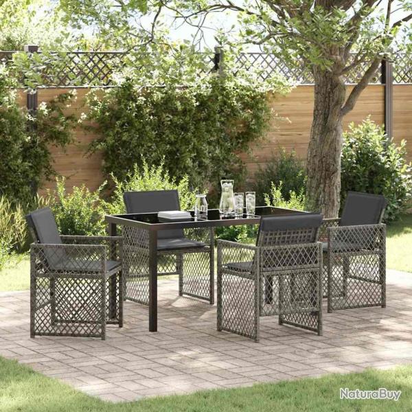 Ensemble de salle � manger pour jardin 5 pcs Gris polyrotin