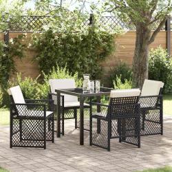 Ensemble de salle &agrave; manger pour jardin 5 pcs Noir polyrotin