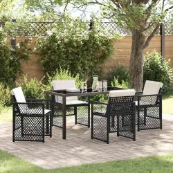 Ensemble de salle &agrave; manger pour jardin 5 pcs Noir polyrotin