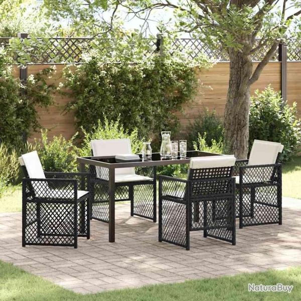 Ensemble de salle � manger pour jardin 5 pcs Noir polyrotin