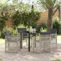 Ensemble de salle &agrave; manger pour jardin 5 pcs Gris clair