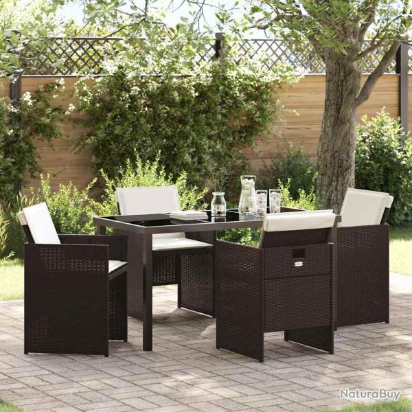 Ensemble de salle � manger pour jardin 5 pcs Marron polyrotin